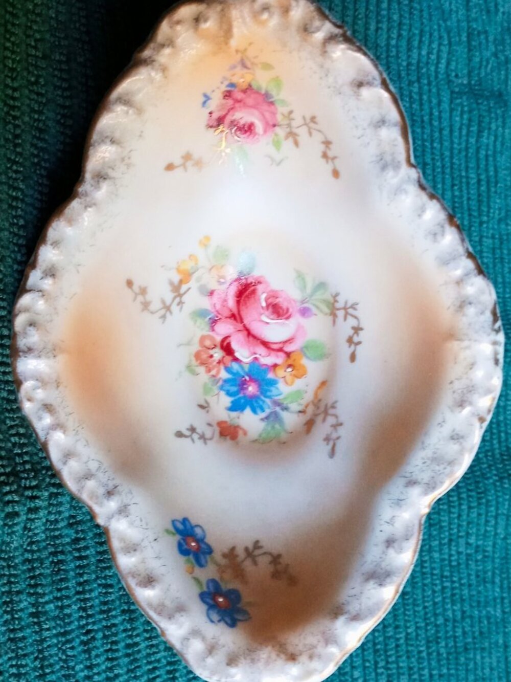 Rare Fine China Trinket Dish/Salt or Finger Bowl Floral Hand Painted Gold Trim - Picture 2 of 11